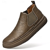 abordables Baskets-Baskets Chelsea grises à enfiler pour homme – Mocassins décontractés à tige basse avec empiècements latéraux élastiques pour un usage quotidien, les déplacements et les tenues décontractées