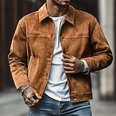 abordables Vestes en Suède Synthétique-Homme Veste Légère Blazer en faux suède Veste Décontractée Vacances Quotidien Résistant à l&#039;usure Avec Poches Printemps Automne Uni Mode Classique Revers Régulier Chameau Bleu Roi Marron Veste