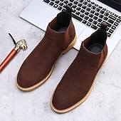 economico Stivali Chelsea-stivaletti chelsea da uomo in pelle scamosciata marrone con pannelli laterali elastici: eleganti stivaletti alla caviglia per abbigliamento casual, smart-casual e da ufficio