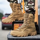 baratos Botas de caminhada-Botas de caminhada estilo combate tático masculinas com design de cadarço, suporte de tornozelo, sola grossa antiderrapante, calçado durável para atividades ao ar livre, trabalho, viagens e aventura