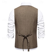 preiswerte Herrenweste-Herren Weste Gilet Urlaub Party Geschäft Mode Lässig Frühling Herbst Tasche 2 in 1 Knöpfe Polyester Bequem Einfach Einreihig Ein-Knopf V Ausschnitt Normale Passform Wein Marineblau Dunkelgray Kaffee