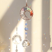 abordables Esculturas-Adorno colgante atrapasol de árbol de la vida de cristal, colgante de cristal para jardín, patio, porche, balcón, decoración interior y exterior, regalo perfecto y decoración del hogar.