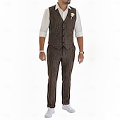 cheap Wedding Suits-Men&#039;s Wedding Party Business Suits Notch Lapel Black Brown Daily Casual Herringbone Standard Fit 2 Piece