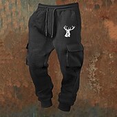 tanie Dresy-Męskie Spodnie dresowe Uprawiający jogging Spodnie Spodnie waflowe Ściągana na sznurek Kieszeń Elastyczny pas Jeleń Komfort Codzienny Sporty na świeżym powietrzu Moda Codzienny Wino Khaki Średnio