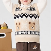 billiga Flickväst-Barn Unisex Västkappa Ytterkläder Färgblock Ärmlös Håller värmen Täcka Utomhus Mode Dagligen Blå Kaki Vår Höst 4 år +