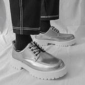 economico Scarpe Oxford-scarpe oxford nere lucide da uomo – scarpe eleganti stringate in vernice con suola spessa per feste serali, moda gotica, concerti e occasioni speciali