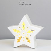 abordables 123496-Veilleuse LED électronique creuse en céramique blanche pour Noël, luminaire décoratif d&#039;intérieur, idéal pour un salon, une chambre à coucher, une cuisine, un bureau ou un bureau, avec 3 piles LR44