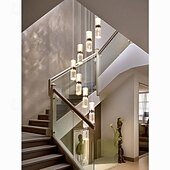 cheap Dimmable Ceiling Lights-Led Chandelier Light，Metal Crystal Staircase Rotating Long Chandelier, Modern, Simple And Luxurious, Suitable For Villas, Duplex Buildings, Lofts, Apartments And Terraces，Diammable 110-240 V