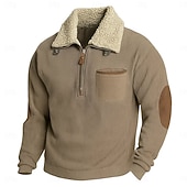 baratos Moletom com capuz de lã-Homens Moletom Veludo Cotelê Moletom com capuz Estacionar Moletom de lã Preto Vinho Verde Tropa Azul Marinha Cáqui Com Capuz Colarinho Clerical Lapela Tecido Patchwork Desportos e Ar livre Casual