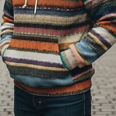 cheap Men's 3D Hoodies-Christmas Men's Horizontal Stripes Hoodie Fashion Daily Casual Long Sleeve Hooded Vacation Party Streetwear Festival Rainbow Printing Fall Winter Designer S M L XL 2XL 3XL