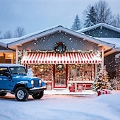 Недорогие Рождественские чехлы на гаражные ворота-Новогодняя тематика Крышка гаражной двери Большое Подвесное Рождественский магазин Подарок Симпатичные Стиль 3D Вечеринка На открытом воздухе Праздник Фоны для съемки Ярд (0,9 м) Домашний декор