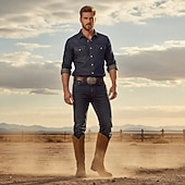 preiswerte Cowboy &amp; Western Stiefel-Herren Western-Cowboystiefel aus braunem Wildleder mit Zuglaschen und klassischen Nähten – halbhohe Stiefel im Vintage-Stil