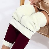 economico Leggings foderati in pile-Per donna Leggings Fodera in pile accogliente Casual Lunghezza intera Misura del girovita medio Semplice Elastico in vita Calore Termico Elasticizzato Vacanza Streetwear Casual Rosso violaceo Grigio