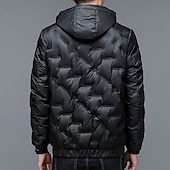 cheap Men's Downs &amp; Parkas-Men's Puffer Jacket Quilted Jacket Pocket Polyster Vacation Daily Wear Date Regular Fashion Casual Comfortable Thermal Warm Fall Winter Solid / Plain Color Black Dark Blue Light Sky Blue Puffer Jacket