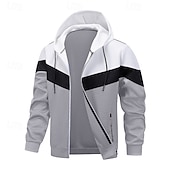 economico Felpe di base-Per uomo Felpa con cappuccio Felpa con cappuccio a zip intera Rosso bordeaux Nero Blu marino Cachi Grigio chiaro Con Cappuccio Semplice Patchwork Blocco di colore Sport &amp; Outdoor Casuale Quotidiano