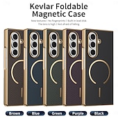 cheap Samsung Cases-Phone Case For Samsung Galaxy Z Fold 7 Z Fold 6 Z Fold 5 Z Fold 4 Z Fold 3 Back Cover with Screen Protector Magnetic Support Wireless Charging Retro Plating PC PU Leather