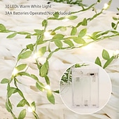 abordables Guirlandes lumineuses à piles-guirlande lumineuse élégante pour réception de mariage - 2 pièces 10 m 100 LED lumières de plantes artificielles, feuilles vertes pour décoration extérieure (piles non incluses)