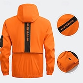 billiga Sportjacka-Herr Sportrock Regnrock Vindjacka Utomhus Ledigt Vattentät Vindtät jacka Dragkedja Ficka Vår Höst Ensfärgat Mode Streetwear Huva Normal Svart Orange Ljusgrå Jacka