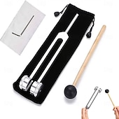 cheap Home Supplies-128 Hz The Healing Instrument, Aluminum Alloy Sensory Tuning Fork Set with Silicone Hammer, Cleaning Cloth &amp; Storage Bag, Sound Therapy Yoga and Meditation Accessories