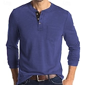 economico Magliette casual da uomo-Per uomo Maglietta Maglia Henley Camicia a Maniche Lunghe Manica Lunga Henley Primavera Autunno Semplice Moda Designer Essenziale Tasche Vacanza Streetwear Uscire Nero Bianco Blu marino Maglietta Top