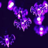 abordables Halloween en Plein Air-Guirlande lumineuse solaire d&#039;extérieur en forme d&#039;araignée et de chauve-souris, imperméable, 6,5 m, 30 LED, 8 modes d&#039;éclairage, idéal pour un jardin, un balcon, une clôture, un porche ou une fête