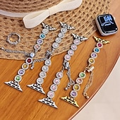 baratos Pulseiras de Apple Watch-Pulseira de joias Compatível com Pulseira Apple Watch 38mm 40mm 41mm 42mm 44mm 45mm 49mm Feminino Purpurina Cristal Com Strass pulseira de substituição para iwatch Ultra 2 Series 9 8 7 SE 6 5 4 3 2 1