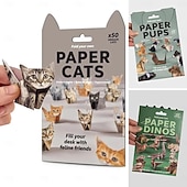 abordables artes, manualidades y costura-Gatos de papel de bricolaje, kit de manualidades de origami de papel de gato/perro/dinosaurio 3D de 50 hojas con instrucciones, decoración de escritorio de animales de bricolaje, divertidos kits de
