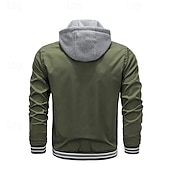 baratos Jaquetas Casuais-Homens jaqueta leve Jaqueta casual Casaco com capuz Férias Diário Respirável Bolsos Primavera Outono Listra Moda Clássico Com Capuz Padrão Preto Verde Tropa Casaco