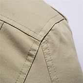 abordables Chaquetas Cargo-Hombre Chaqueta utilitaria Chaqueta tipo cargo Vacaciones Diario Resistencia al desgaste Bolsillo Otoño Invierno Plano Moda Clásico Escote Chino Regular Negro Rojo Caqui Verde Ejército Azul Oscuro