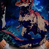 billiga Pojkens 3D-djur-Pojkar 3D Dinosaurie T-shirt Långärmad Vår Höst Mode Grundläggande Barn 4-12 år Rund hals Utomhus Ledigt Dagligen Normal