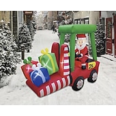 economico luci di Natale all&#039;aperto-Babbo Natale guida un carrello elevatore con striscia luminosa a LED, modello gonfiabile impermeabile, festa in giardino al chiuso e all&#039;aperto, decorazioni luminose per l&#039;atmosfera festiva, spina