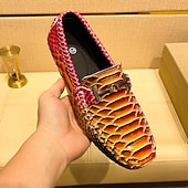 preiswerte Freizeit-Loafer-Herren-Loafer in Rot und Orange mit Schlangenmuster – Partyschuhe mit exotischem Muster zum Hineinschlüpfen für formelle Anlässe, Hochzeiten und das Nachtleben