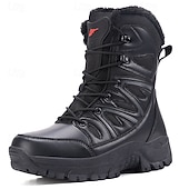 economico Stivali invernali e neve-stivali da neve invernali alti impermeabili da uomo con fodera in pelliccia, suola in gomma antiscivolo, calzature da trekking isolate per climi estremamente freddi, trekking e avventure in montagna