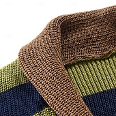 billiga cardigan tröja för män-Herr Cardigan Tröja Beskuren tröja Stickad tröja Ribbad Sticka Vanliga toppar Knappar Rand Sjalslag Mode Klassisk Semester Dagliga kläder Kläder Höst Vinter Vinrött M L XL
