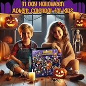  Halloween Advent Calendar Building Block Set, Halloween Countdown Calendar with Mini Building Toys, Pumpkin Ghost Skeleton Witch Figures, DIY Construction Gift for Kids Boys Girls