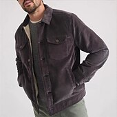 economico Giubbotti Cargo-Per uomo Giacca Invernale Giacca in Velluto a Coste Giacca in Pile Giacca Cargo Vacanza Quotidiano Calore Termico Tasca Pile Autunno Inverno Semplice Moda Streetwear Bavero Regolare Caffè Giacca