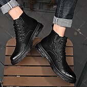 economico Stivali da lavoro-Per uomo Stivali Retrò Camminata Vintage Quotidiano PU Confortevole Stivali a Metà Polpaccio Allacciatura Nero Cachi Primavera Autunno