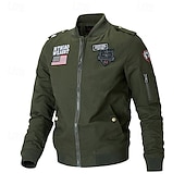 abordables Vestes Cargo-Homme Veste utilitaire Veste Cargo Veste Décontractée Vacances Quotidien Respirant Avec Poches Printemps Automne Drapeau national Mode Classique Col montant Régulier Noir Kaki Vert Véronèse Veste