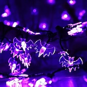 abordables Halloween en Plein Air-Guirlande lumineuse solaire d&#039;extérieur en forme d&#039;araignée et de chauve-souris, imperméable, 6,5 m, 30 LED, 8 modes d&#039;éclairage, idéal pour un jardin, un balcon, une clôture, un porche ou une fête