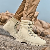tanie Buty trekingowe-Męskie buty sportowe z wysoką cholewką ze skóry syntetycznej, do noszenia na co dzień | podeszwa antypoślizgowa do wędrówek pieszych i codziennego noszenia