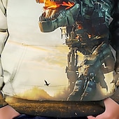 billiga Pojkes Halloween kostymer-Halloween Pojkar 3D Dinosaurie Huvtröja Långärmad Vår Höst Mode Streetwear Barn 4-12 år Huva Utomhus Ledigt Dagligen Normal