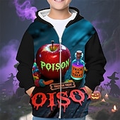 billiga Pojkes Halloween kostymer-Halloween Pojkar 3D Tecknat Huvtröja Kappa Ytterkläder Långärmad Vår Höst Förtjusande Sport Barn 4-12 år Blixtlås Gata Dagligen Normal