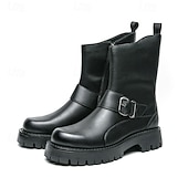 Χαμηλού Κόστους Φόρεμα μπότες-ανδρικές μπότες μόδας από PU δέρμα μεσαίου μεγέθους και αγκράφα | χοντρή σόλα για αστικό στυλ και ανθεκτικότητα