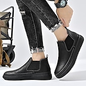 abordables Baskets-Baskets Chelsea grises à enfiler pour homme – Mocassins décontractés à tige basse avec empiècements latéraux élastiques pour un usage quotidien, les déplacements et les tenues décontractées