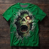 levne Halloween trička-Halloween Pánské 3D tisk Zombie 3D Tričko Krátký rukáv tričko 3D tisk Tričkový Košile Přehnaný Designové Horor Párty ulice Dovolená Zelená 1# Zelená 2# Zelená 3# Léto Jaro Celý rok Oblečení S M L XL