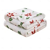 cheap Christmas Bedding-Printed Winter Throw Blanket, Warm Flannel Sofa Blanket, Christmas Air Conditioning Blanket for Office Nap or Home Decor