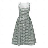 cheap Dirndl Dresses-Oktoberfest Dress Dirndl Trachtenkleider Midi Length Maid Bavarian German Wiesn Women's Traditional Style Cloth Without Blouse (75CM)