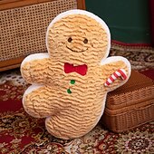 economico Biancheria da Letto di Natale-nuovo regalo di Natale - simpatico pupazzo di peluche a forma di omino di pan di zenzero &amp;cuscino a ciambella, decorazione per la casa delle feste, ornamento imbottito