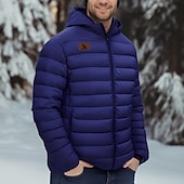 tanie męskie kurtki i płaszcze z grafiką-Męskie Renifer Nadruk Płaszcz zimowy Dół kurtka puchowa Keep Warm Ochrona przed deszczem Lekki Codzienny Na zewnątrz Codzienny Pikowana kurtka z kapturem Jesień Zima Kaptur Długi rękaw Czarny