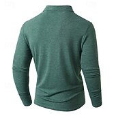 preiswerte Klassisches Poloshirt für Herren-Herren Golfshirt Golf Poloshirts Arbeit Lässig Revers Langarm Basic Modern Einfach Tasche Knöpfe Frühling Herbst Normale Passform Schwarz Weiß Marineblau Dunkelgrün Khaki Armeegrün Golfshirt